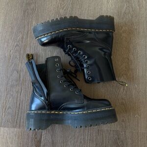 Dr. Martens Black Combat Moto Boots with Chunky Sole